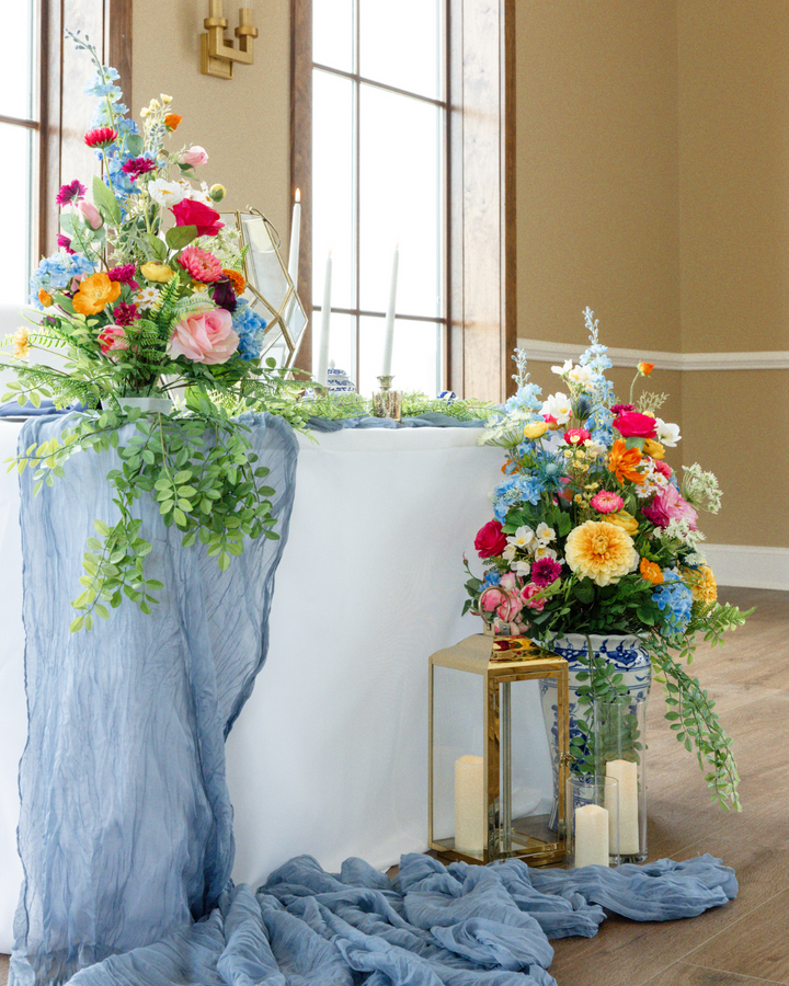 Rental - Dusty Blue Cheesecloth Drape