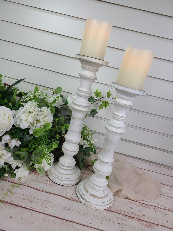 Rental - White Wooden Candleholder