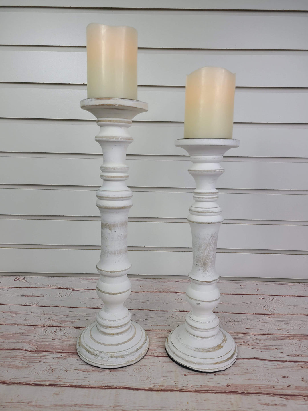 Rental - White Wooden Candleholder