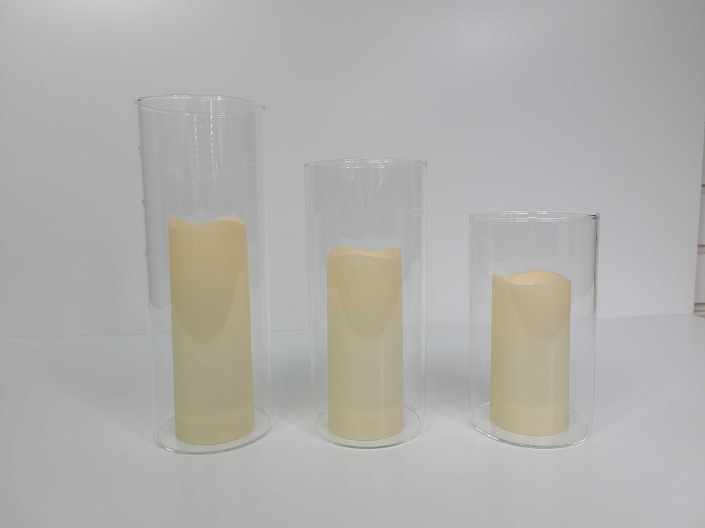 Rental - Set of 3 Glass Cylinders w/ candles