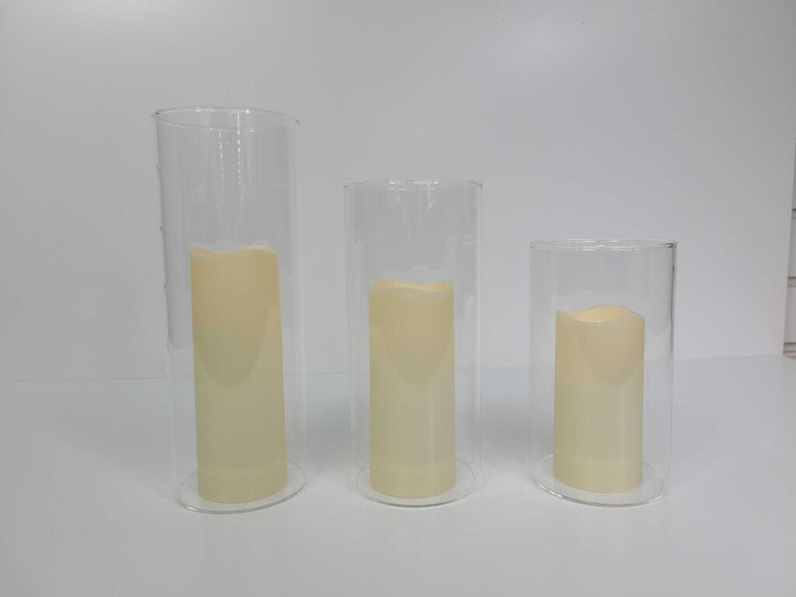 Rental - Set of 3 Glass Cylinders w/ candles