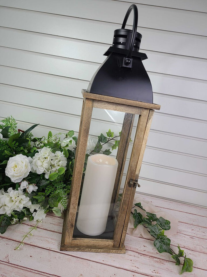 Rental - Tall Wood/Black Lantern