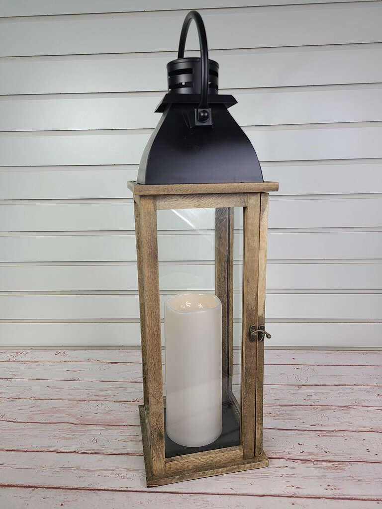 Rental - Tall Wood/Black Lantern