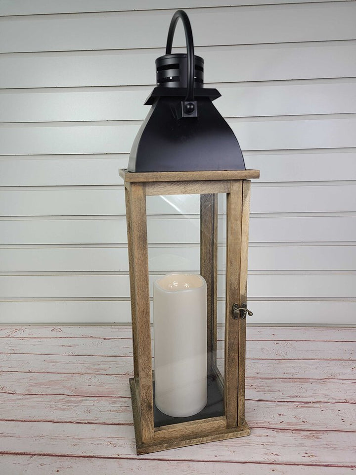 Rental - Tall Wood/Black Lantern