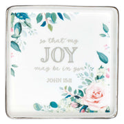 That My Joy May Be In You Floral Ceramic Trinket Tray - John 15:11