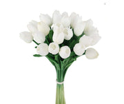 Real Touch Faux White 14" Tulips