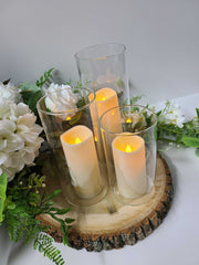 Rental - Set of 3 Glass Cylinders w/ candles
