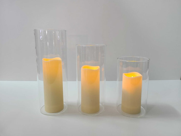 Rental - Set of 3 Glass Cylinders w/ candles