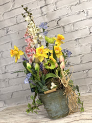 Bucket of Spring Blooms Floral Arrangment