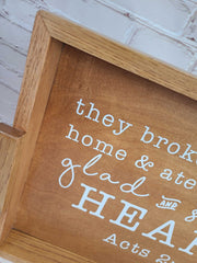Barn Wood Tray with Glad & Sincere Hearts