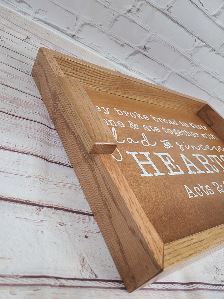 Barn Wood Tray with Glad & Sincere Hearts