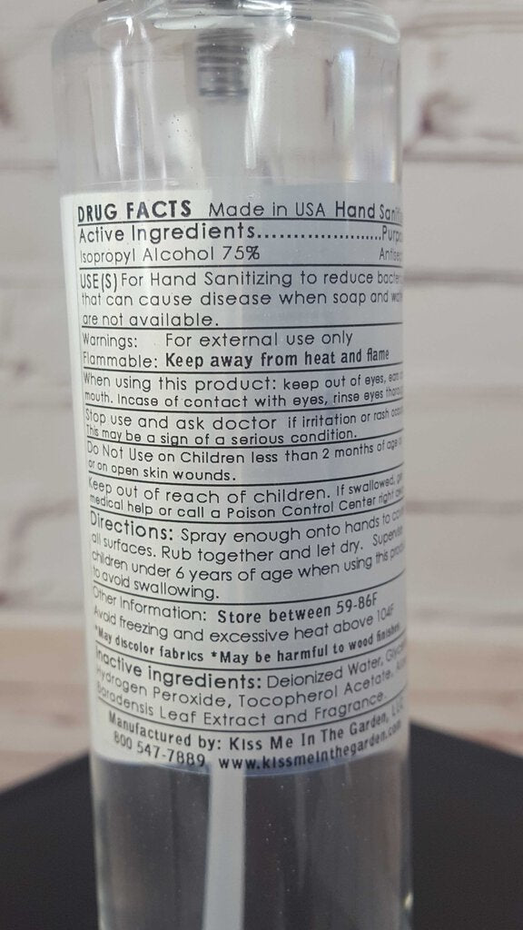 Hand Sanitizer Spray 4 oz Petite Fleur